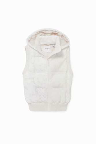 Lace quilted gilet - WHITE - XS - Desigual - Modalova