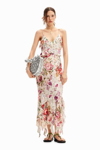 Long dress with floral print and ruffles. - - S - Desigual - Modalova