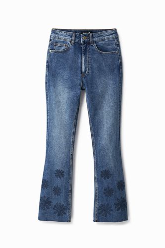 Vaquero flare cropped bordados - Desigual - Modalova