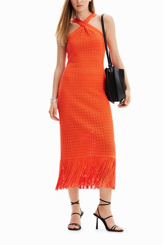 Fringed halter midi dress - - XS - Desigual - Modalova