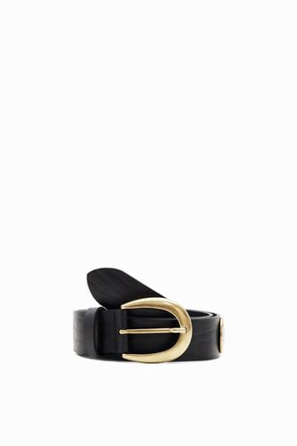 Plated leather belt - BLACK - 90 - Desigual - Modalova