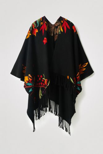 Floral poncho fringe - BLACK - U - Desigual - Modalova