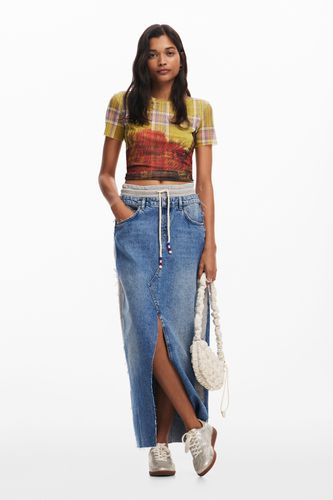 Falda midi denim híbrida - L - Desigual - Modalova