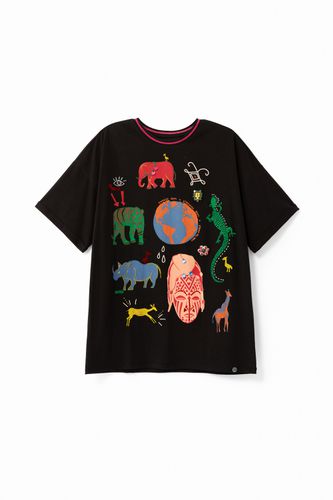 Camiseta oversize estampado africano - Desigual - Modalova