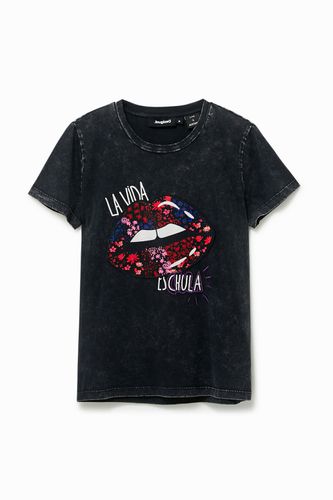 Embroidered lip patch T-shirt - - S - Desigual - Modalova
