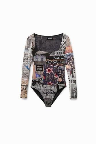 Tulle newspaper bodysuit - XS - Desigual - Modalova