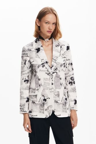 Straight blazer with text and flowers - M - Desigual - Modalova