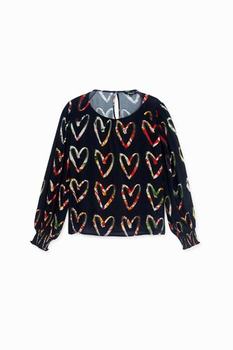 Loose crepe hearts blouse - - XS - Desigual - Modalova