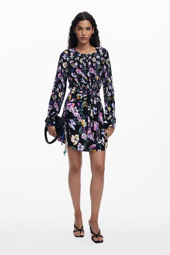 Robe courte à fleurs avec nœud - Desigual - Modalova