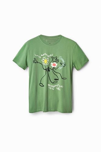 Floral khaki T-shirt - GREEN - L - Desigual - Modalova