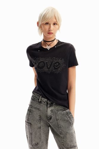 Rhinestone Love T-shirt - BLACK - S - Desigual - Modalova