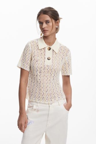 Top crochet polo - WHITE - L - Desigual - Modalova