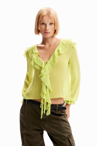 Ruffle tie blouse - GREEN - XS - Desigual - Modalova