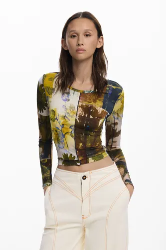 Camiseta flores otoño - GREEN - XL - Desigual - Modalova