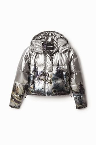 Metallic short padded jacket - - M - Desigual - Modalova