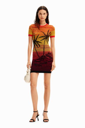 Short knit palm tree dress - - S - Desigual - Modalova