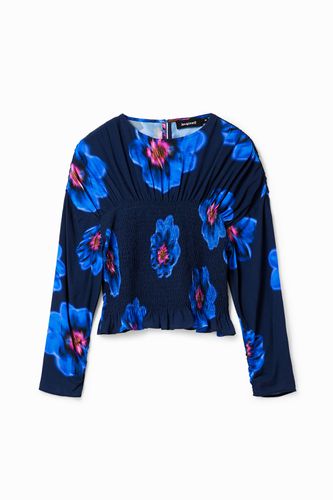 Floral ruched blouse - BLUE - S - Desigual - Modalova