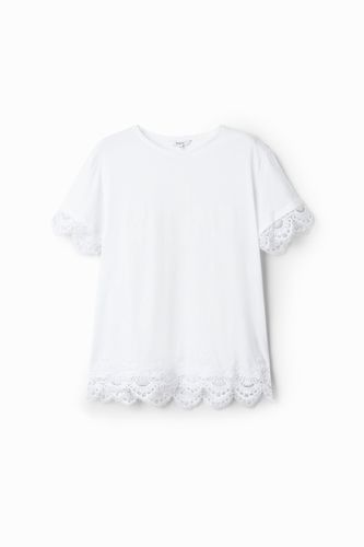 T-shirt with floral and lace design - - S - Desigual - Modalova