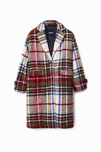 Abrigo largo tartán lana - - XS - Desigual - Modalova