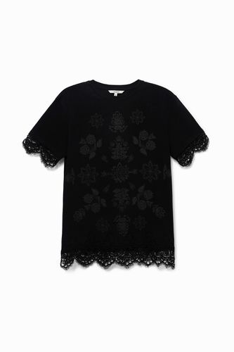 T-shirt with floral and lace design - - S - Desigual - Modalova