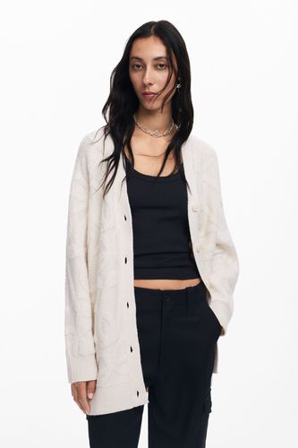 Oversized knit cardigan - WHITE - L - Desigual - Modalova