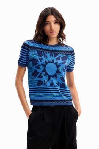 Knit flower T-shirt - BLUE - XS - Desigual - Modalova