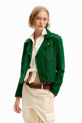 Textured biker jacket - GREEN - M - Desigual - Modalova