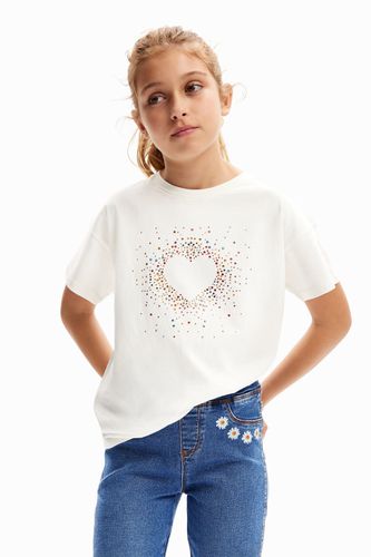 Camiseta corazón strass - Desigual - Modalova
