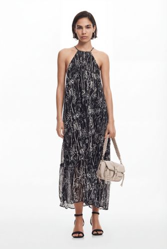 Vestido halter ilustraciones flores - XS - Desigual - Modalova