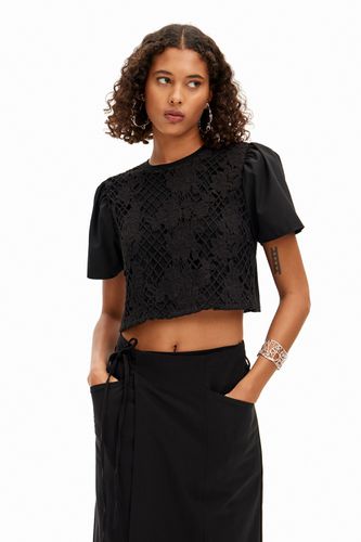 Semi lace T-shirt - BLACK - S - Desigual - Modalova