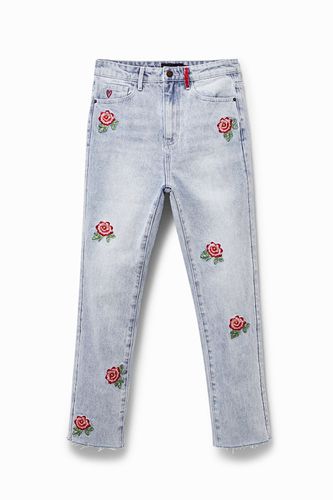 Straight cropped floral jeans - - 40 - Desigual - Modalova