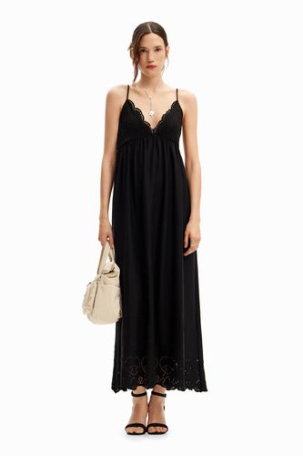 Long dress with thin straps and lace. - - S - Desigual - Modalova