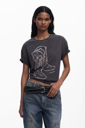 Cowboy boots T-shirt - BLACK - XS - Desigual - Modalova