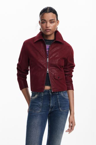 Shiny faux leather jacket - RED - M - Desigual - Modalova