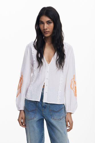 Blusa balloon hojas - WHITE - XS - Desigual - Modalova