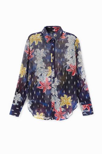 Camisa floral con transparencias y pedrería - - XS - Desigual - Modalova