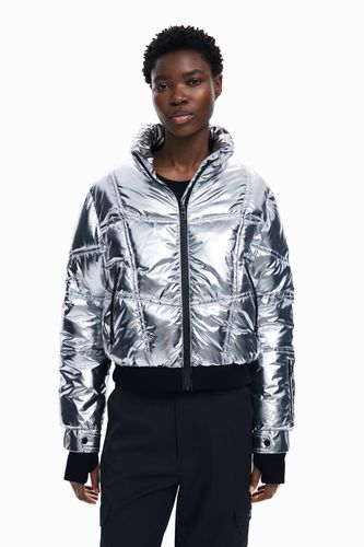 Metallic coat with hood - BLACK - M - Desigual - Modalova