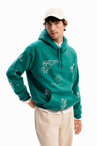 Embroidered hoodie - GREEN - L - Desigual - Modalova