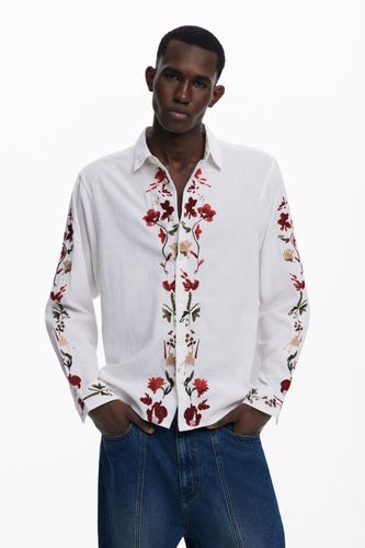 Chemise à manches longues brodée de fleurs - Desigual - Modalova