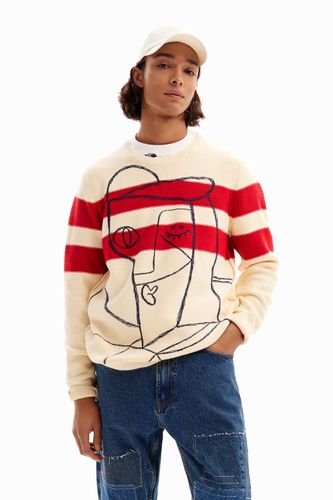 Striped sweater with pattern. - - L - Desigual - Modalova
