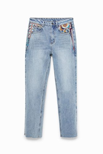 Straight cropped motif jeans - - 34 - Desigual - Modalova