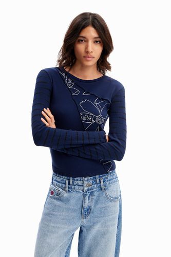 Camiseta patch flores - BLUE - XXL - Desigual - Modalova