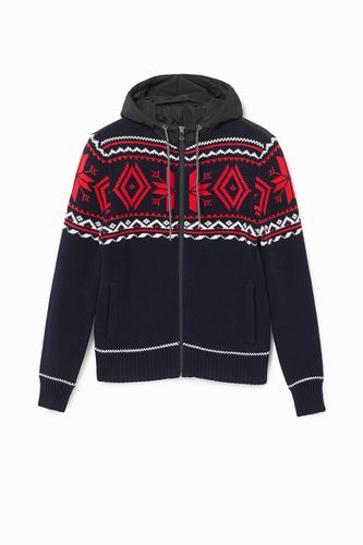 Hooded knit jacket - BLUE - XXL - Desigual - Modalova