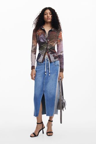 Hybrid denim midi skirt - BLUE - L - Desigual - Modalova