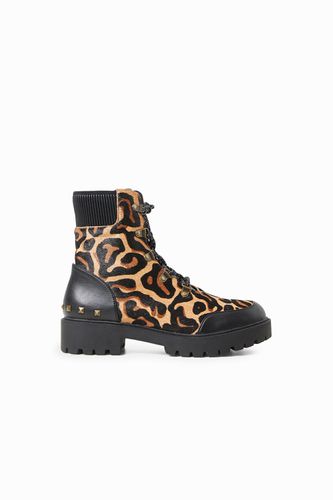Animal print leather boots - - 37 - Desigual - Modalova