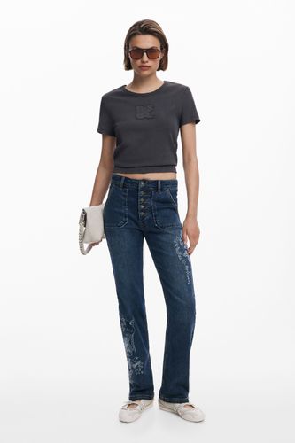 Jean brodé poches carrées - Desigual - Modalova