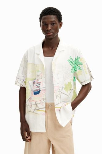 Watercolor print shirt - WHITE - L - Desigual - Modalova