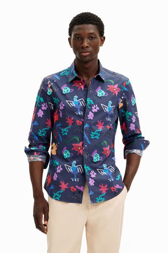 Camisa de manga larga con estampado de flores y calaveras - - XL - Desigual - Modalova