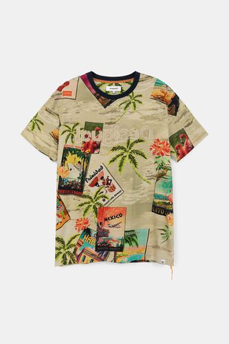Camiseta tropical estampado postales - Desigual - Modalova