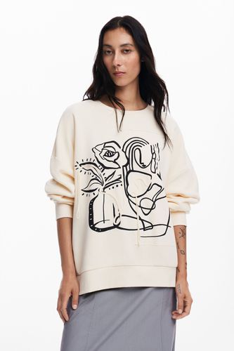 Sudadera oversize flor - WHITE - L - Desigual - Modalova